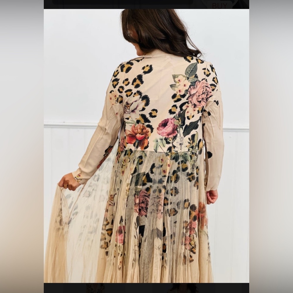 Origami brand floral animal print with long TULLE skirt GORGEOUS western boho - Picture 4 of 8